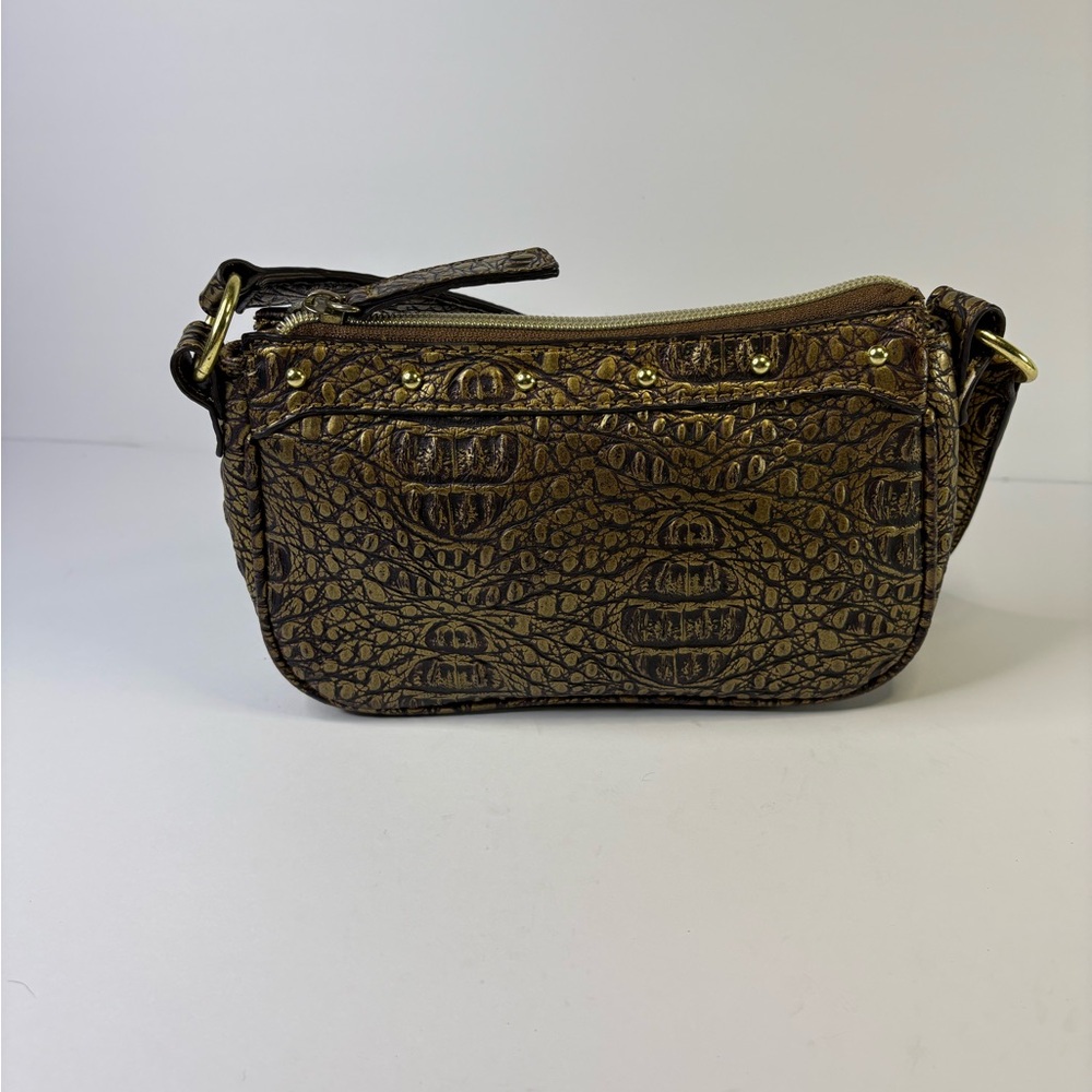 Black Rivet Gold Textured Clutch